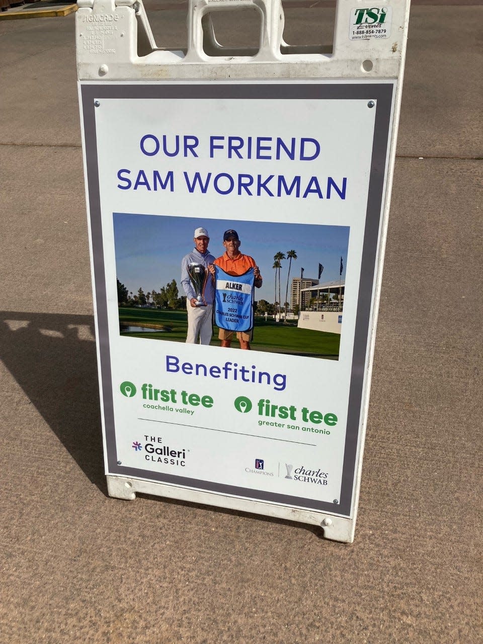 Sam Workman, a caddie for Steven Alker on the PGA Tour Champions, was the inspiration for a fundraising tournament for the First Tees program Monday at Mission Hills Country Club. workman died Feb. 6 from cancer.