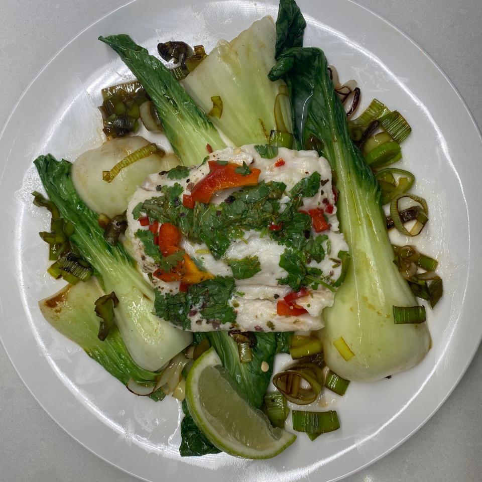 A plate of freshly cooked vegetarian food