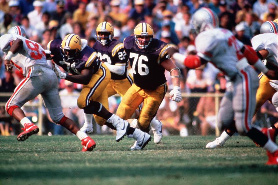 The late Eric Andolsek (76) of Thibodaux, shown during his tenure as an LSU offensive lineman, will be inducted this weekend to the Louisiana Sports Hall of Fame.