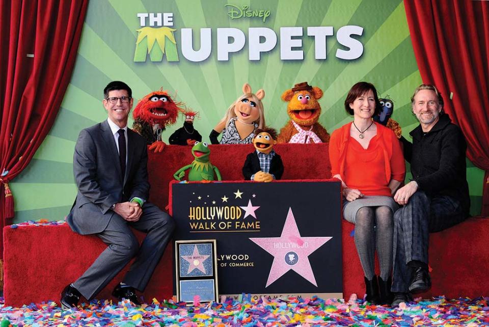 Former Disney Studios head Rich Ross (left), Lisa Henson and Brian Henson attended the 2012 Muppets Walk of Fame Star ceremony. - Credit: Alberto E. Rodriguez/WireImage