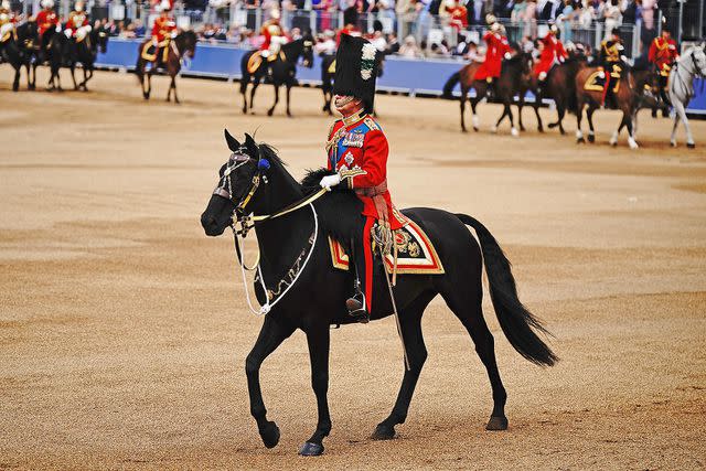 <p>Aaron Chown/PA Images via Getty</p> King Charles rides at Trooping the Colour in June 2023.