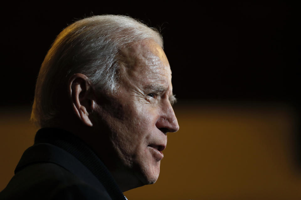 Democratic presidential candidate, former Vice President Joe Biden speaks during a meeting with local residents, Sunday, Dec. 1, 2019, in Spencer, Iowa. (AP Photo/Charlie Neibergall)