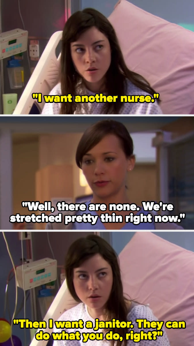 April telling Ann to get a janitor because they can do what nurses do