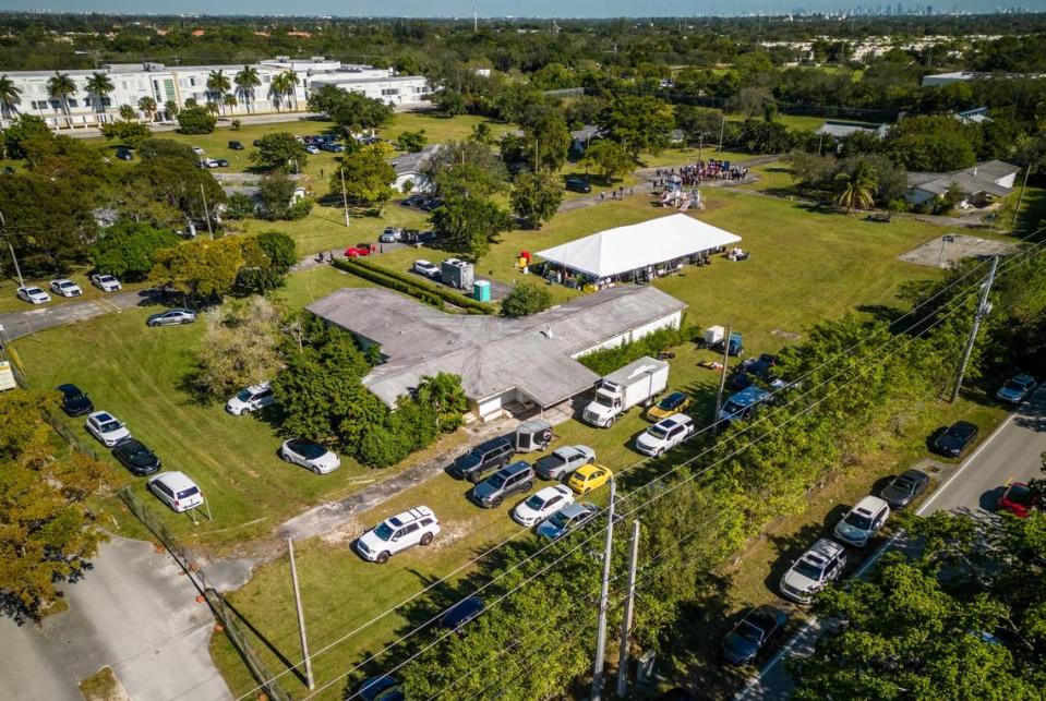 Aerial view of the land where the Phase I of the Village of Casa Familia, an affordable housing community for individuals with Intellectual, Developmental, and other Related Disabilities (IDD), will sit in Southwest Miami near Kendall Indian Hammocks Park, on Tuesday December 19, 2023.