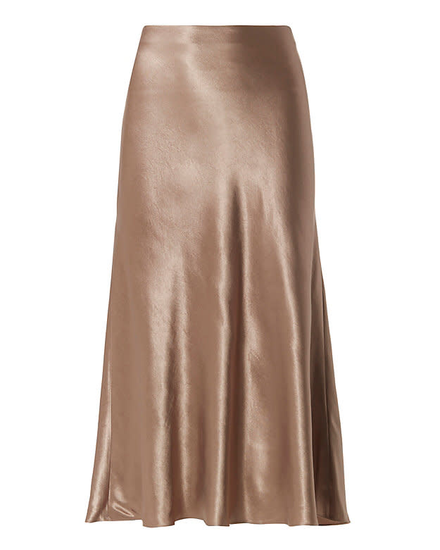 Satin Midi Flare Skirt