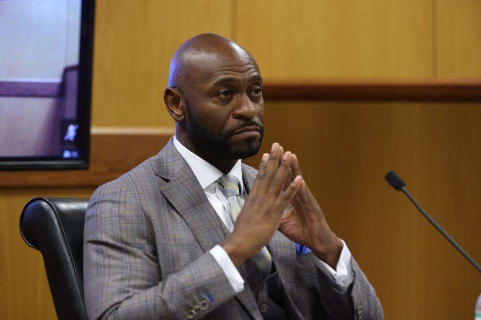 Fulton County Special Prosecutor Nathan Wade testifies during a hearing in the case of the State of Georgia v. Donald John Trump at the Fulton County Courthouse on Feb. 15 in Atlanta. (Photo by Alyssa Pointer-Pool/Getty Images)