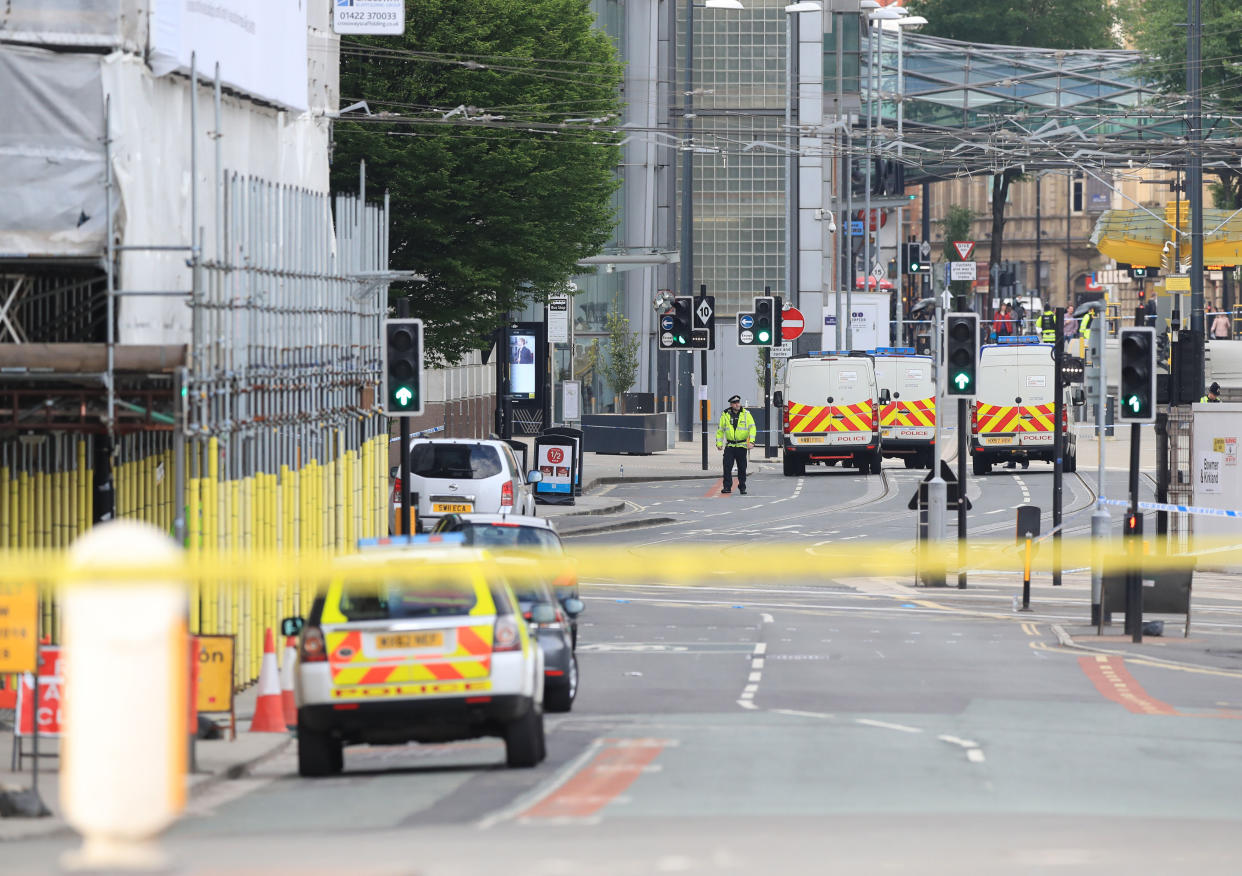 File photo dated 23/05/17 of the scene close to the Manchester Arena the morning after the terror attack at an Ariana Grande concert. Hashem Abedi, brother of the Manchester Arena bomber Salman Abedi, is due to go on trial this week for mass murder.