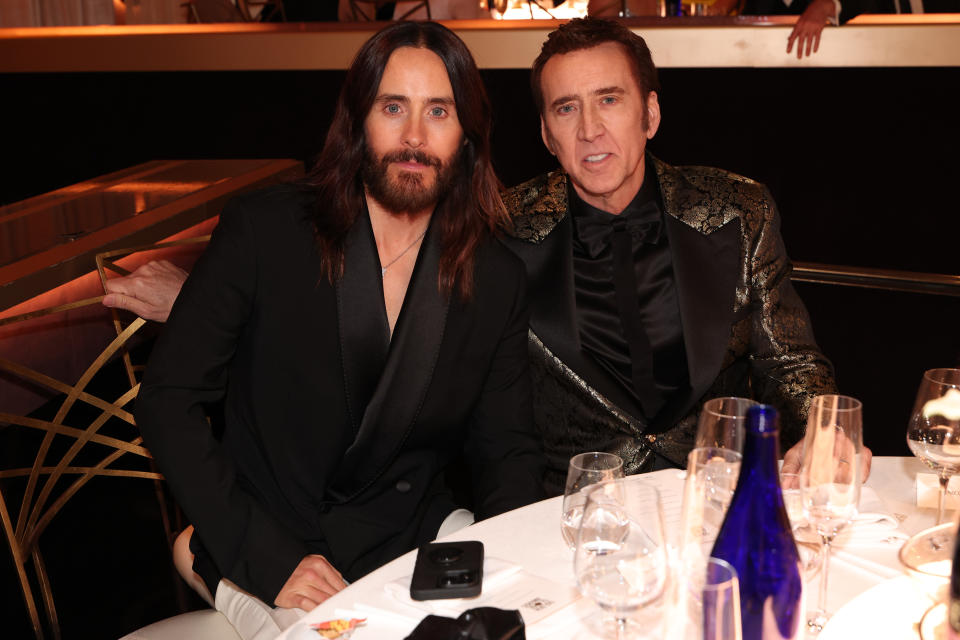 Jared Leto and Nicolas Cage. (Christopher Polk/Golden Globes via Getty Images)