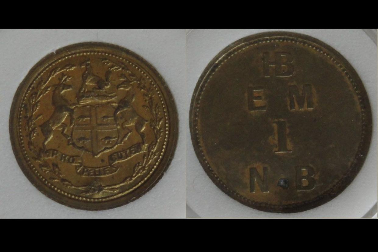 example of hbc tokens used circa 1854