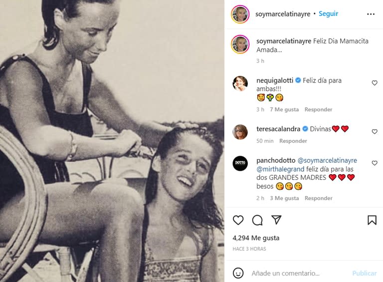 El emotivo posteo de Marcela Tinayre a Mirtha Legrand por el día de la madre