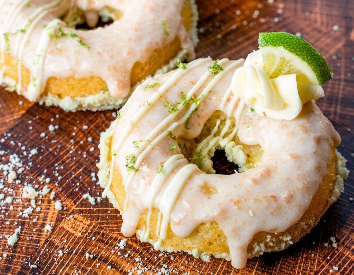 Pastry chef Anna Ross of Anna Bakes makes this specialty key lime doughnut with a graham cracker glaze.