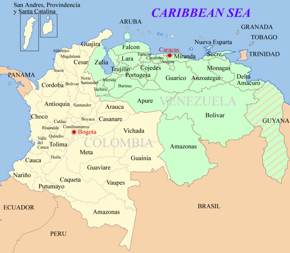 Colombia Venezuela map