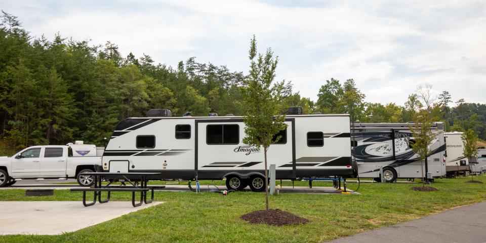 RVs parked at Camp Margaritaville Pigeon Forge