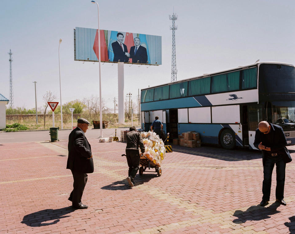 A border-control point between China and Kazakhstan near the city of Tacheng in the province of Xinjiang in May 2017.