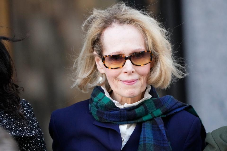 E Jean Carroll is pictured leaving Manhattan federal court on 23 October 2023 (AP)