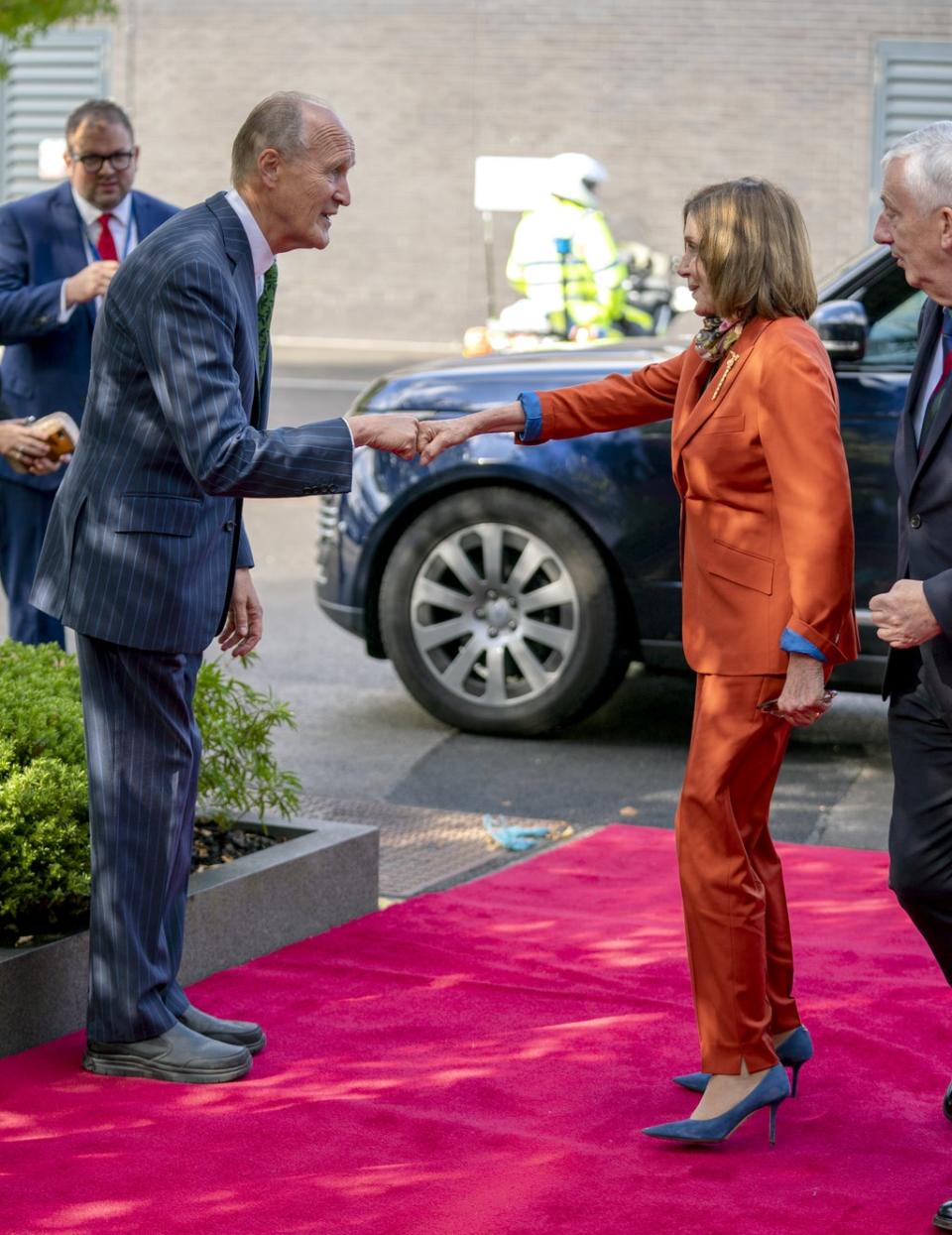 Nancy Pelosi meets the chairman of ITV, Sir Peter Bazalgette (Peter Byrne/PA) (PA Wire)