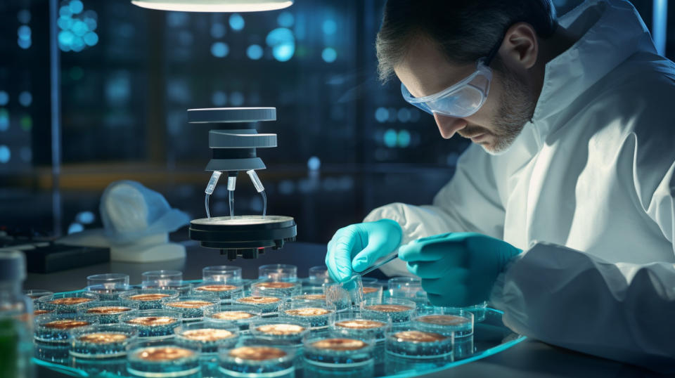 A medical technician preparing a sample of antibody-based therapeutics.