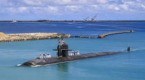 In this photo provided by U.S. Navy, the Los Angeles-class fast attack submarine USS Oklahoma City (SSN 723) returns to U.S. Naval Base in Guam, Aug. 19, 2021. Australia's Prime Minister Scott Morrison on Friday, Sept. 17, rejected Chinese criticism of Australia's new nuclear submarine alliance with the United States and said he doesn’t mind that President Joe Biden might have forgotten his name. (Mass Communication Specialist 3rd Class Naomi Johnson/U.S. Navy via AP)