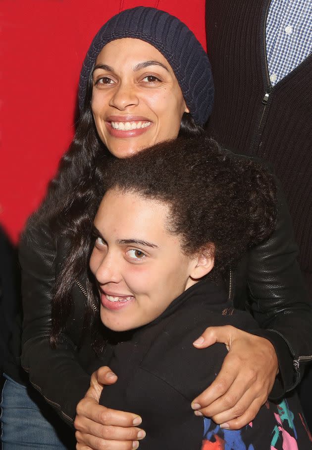 Rosario Dawson and daughter Isabella backstage at 