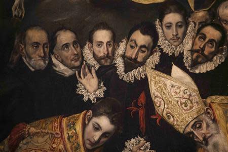 Spanish Renaissance painter El Greco is seen (3rd L) in his painting "The Burial of the Count of Orgaz" in the Santo Tome church in Toledo, January 22, 2014. REUTERS/Paul Hanna