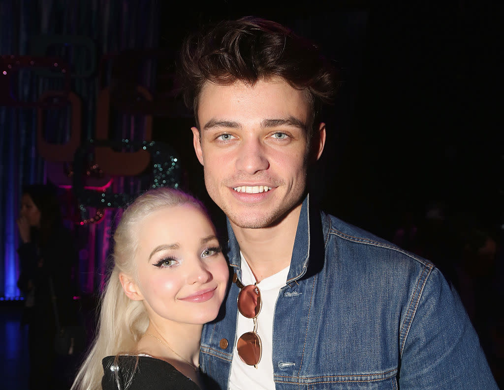 Dove Cameron and her boyfriend made out in the dark, and ended up covered in lipstick