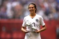 <p>Carli Llyod has scored some of the most important goals in the history of U.S. women’s soccer. (Getty) </p>