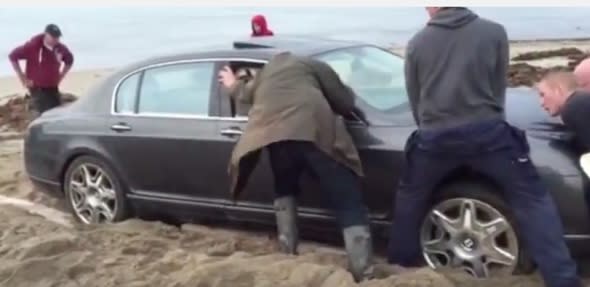 £120k Bentley gets stuck on beach in Cornwall