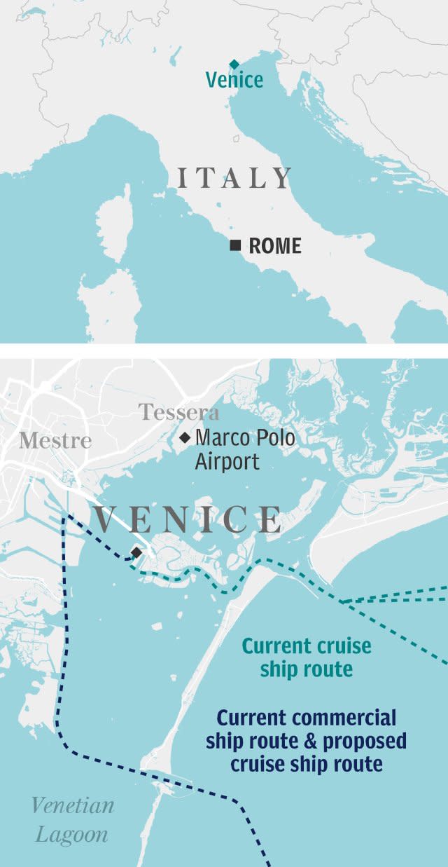 Venice - Proposed new cruise ship route