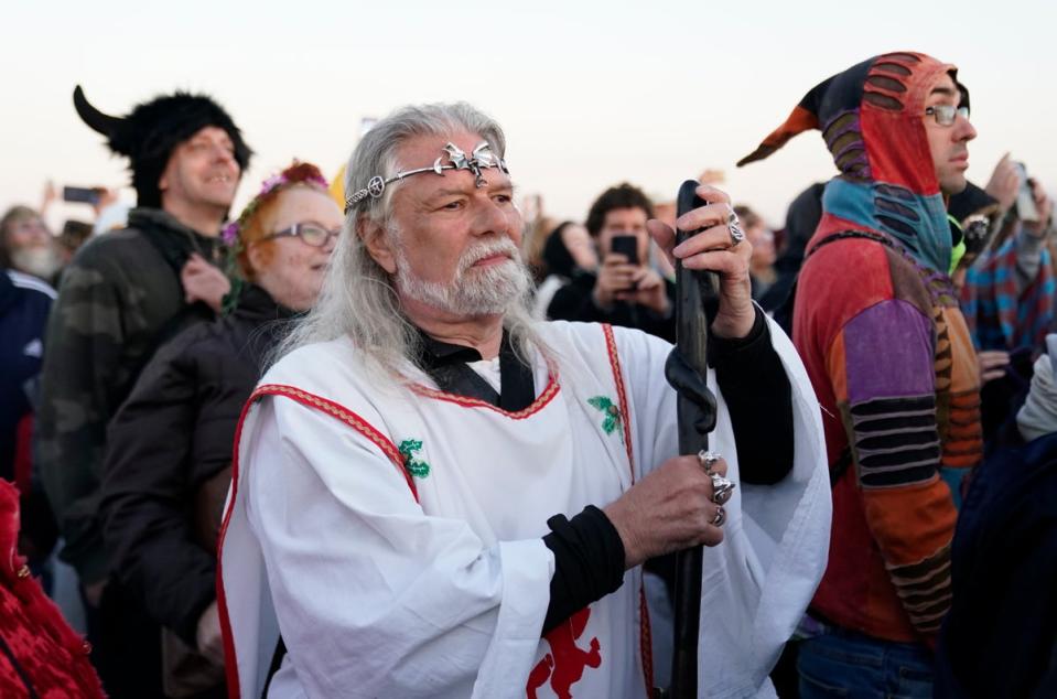 Arthur Pendragon watching the sun rise at this year’s solstice (Andrew Matthews/PA Wire)