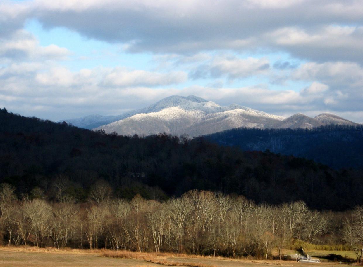 A winter view of Tusquitee and Potrock Balds from the Hiwassee River Valley in the Nantahala National Forest. The area is one that The Wilderness Society would like to receive special protections in the Nantahala and Pisgah National Forest Plan Revision.