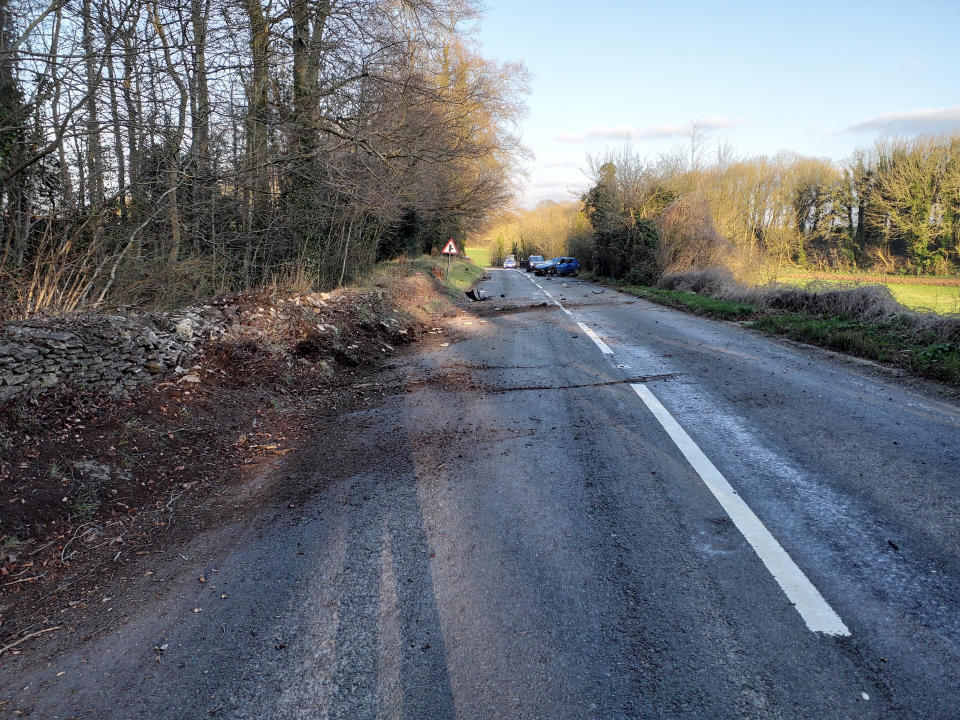 The scene in Gloucestershire after the crash. (SWNS)