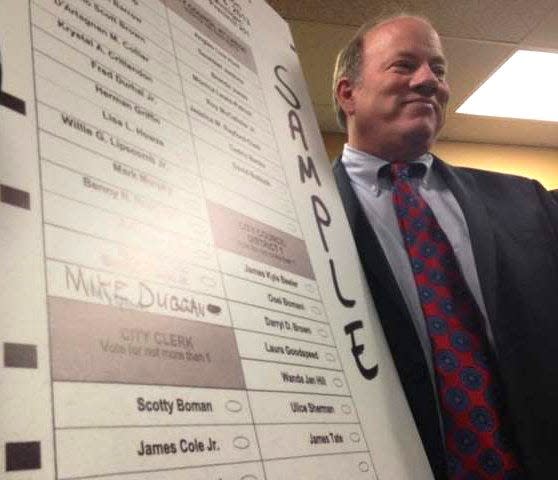 Mike Duggan said this morning he will wage a write-in campaign that includes educating voters to write in his name on the ballot and fill in the oval next to it so the vote counts. Matt Helms/Detroit Free Press and picture entered into the system July 5, 2013