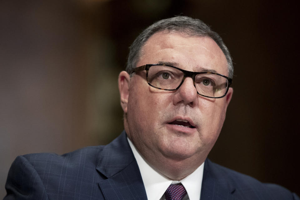 FILE - Nominee Matthew Walden McFarland to be U.S. District Judge for the Southern District of Ohio, testifies during a Senate Judiciary Committee nominations hearing on Capitol Hill in Washington, June 26, 2019. (AP Photo/Manuel Balce Ceneta, File)