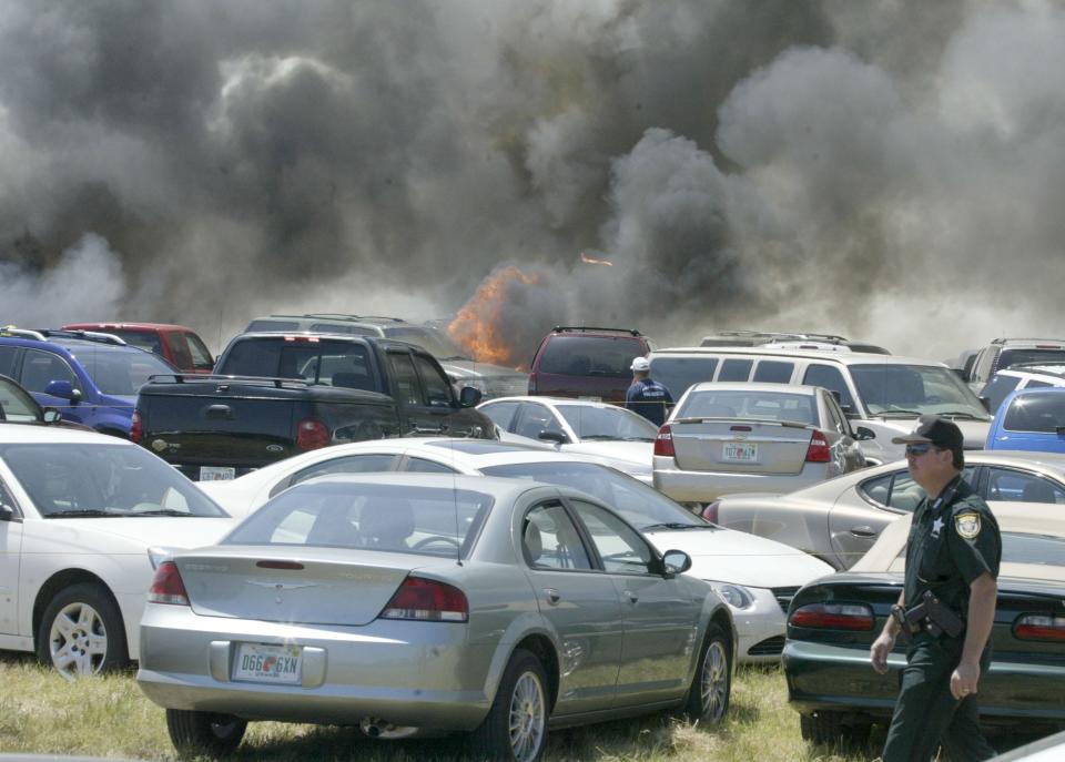 Twenty-four cars were damaged after a fire started under a 2005 Maserati at Sun 'N Fun in 2006. Dry conditions and long grass contributed to the fire. No one was injured.