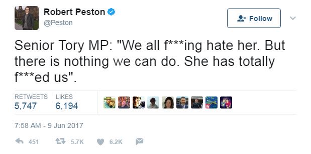 The angry tweet (Twitter/@Peston)