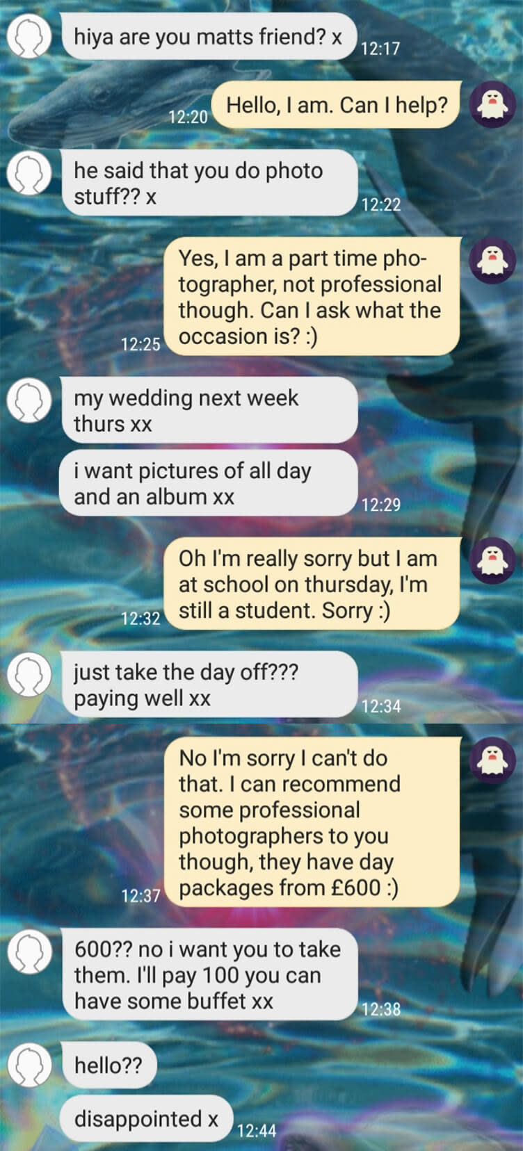 Screenshot of a text conversation