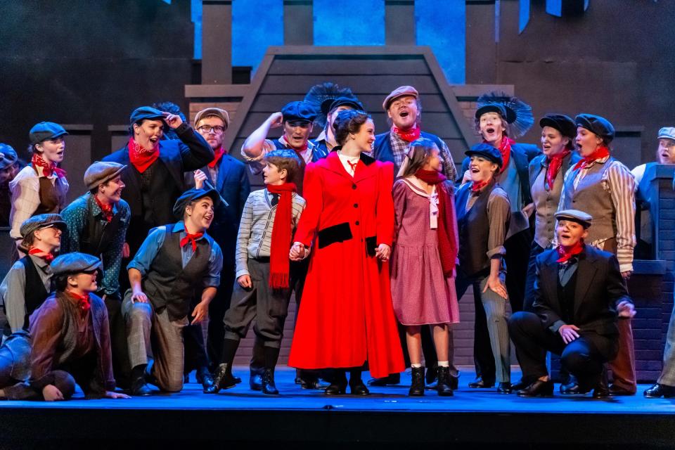 The cast of “Mary Poppins” performs “Step in Time.”