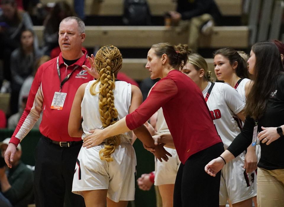 Oxford takes on Notre Dame in the girls Class D state semifinal game at Hudson Valley Community College in Troy, on Saturday, March 18, 2023.