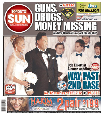 Hall of Famer Roberto Alomar marries in Toronto on 12-12-12