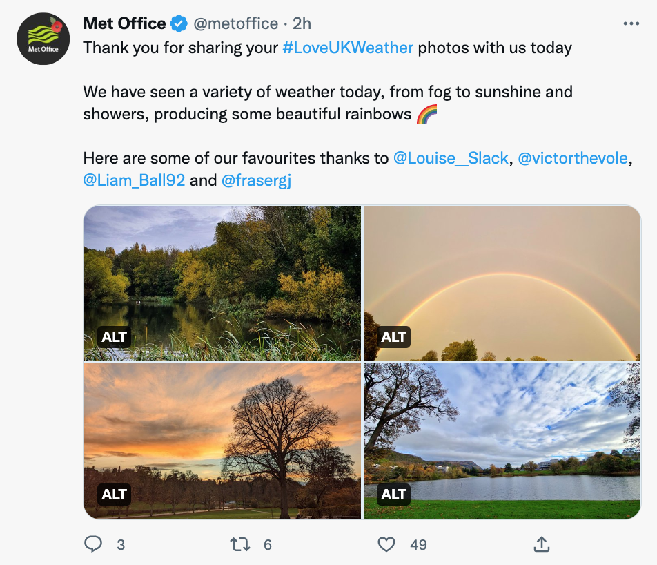 The UK saw varied weather and rainbows thanks to the wet weather. (Twitter/Met Office)