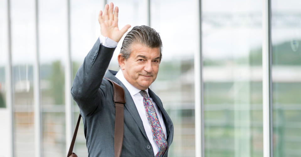 Actor John Altman who played Nick Cotton in EastEnders arrives at the New York Stadium in Rotherham for the funeral of Barry Chuckle.