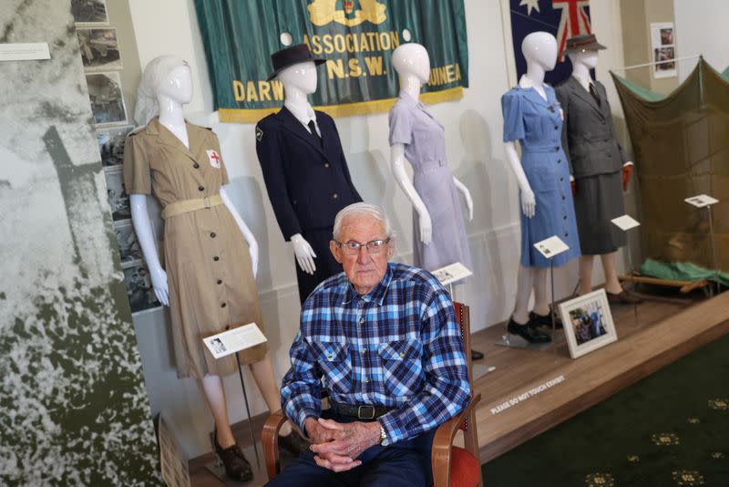 A World War II veteran is seen inside a war museum in Sydney