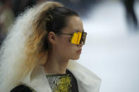 A model wears a creation for the Rick Owens fashion collection during Women's fashion week Fall/Winter 2020/21 presented in Paris, Thursday, Feb. 27, 2020. (AP Photo/Francois Mori)