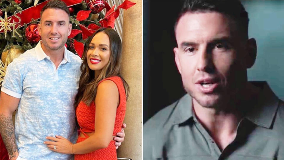 Pictured right is Darius Boyd on SAS Australia and embracing his wife in the photo on the left.
