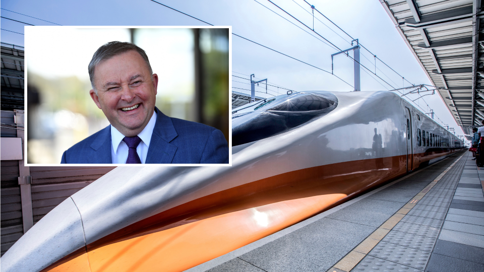 Anthony Albanese has thrown his support behind a high-speed rail. Images: AAP