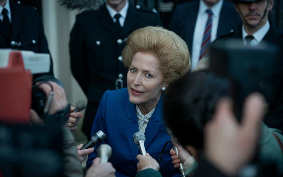 Margaret Thatcher, played by Gillian Anderson