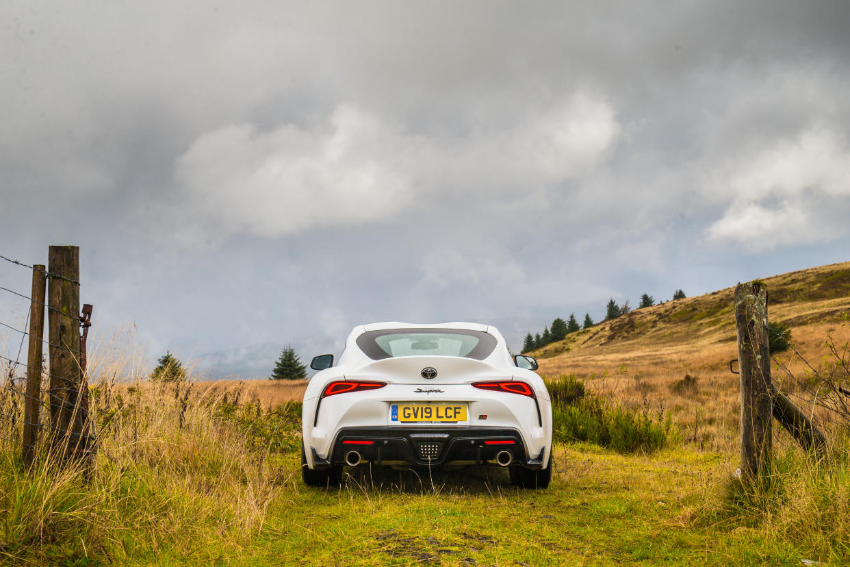 The Supra's rear end styling is very distinctive 