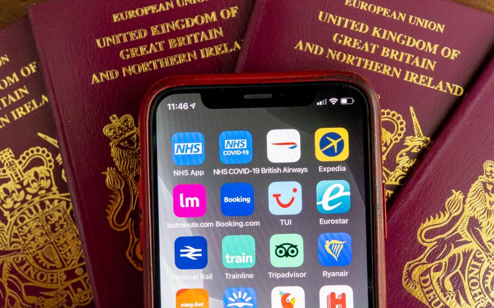 The NHS app is to be used as a vaccine passport for international travel, Grant Shapps has said - Geoff Pugh