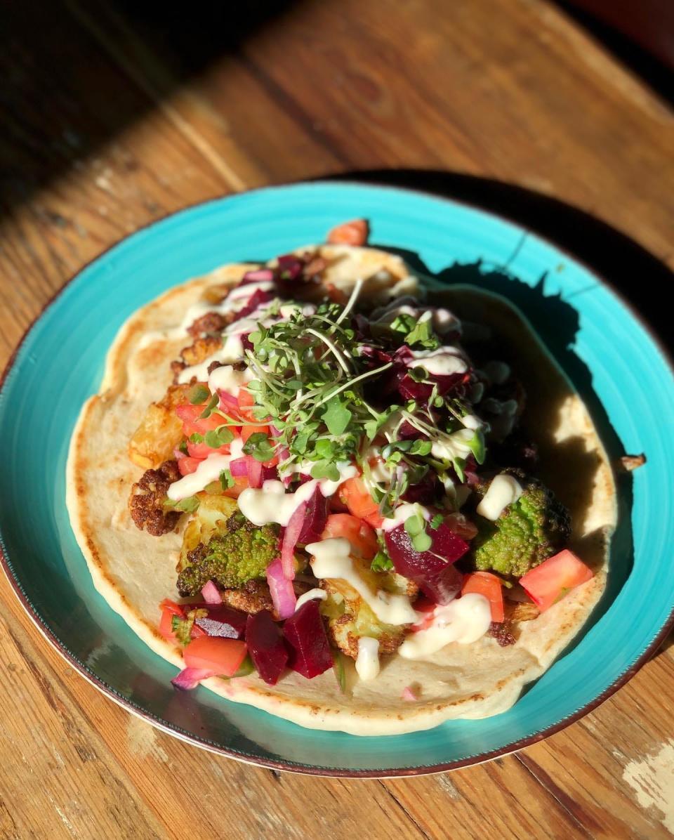 Cauliflower and Beet Flatbread at Blueprint Café.