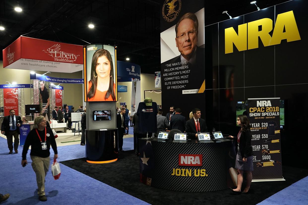The booth of National Rifle Association (NRA) is seen during the annual Conservative Political Action Conference (CPAC): Alex Wong/Getty Images